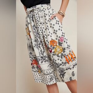 Anthropologie Vineet Bahl Devi embroidered floral midi skirt